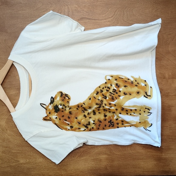 Loulou Avenue For Anthropologie Leopard Tee Size S - Picture 1 of 8